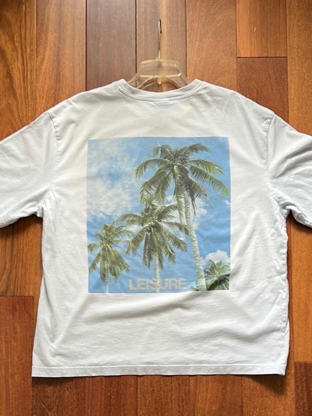 H&M White Short-Sleeve Tee with Palm Graphic